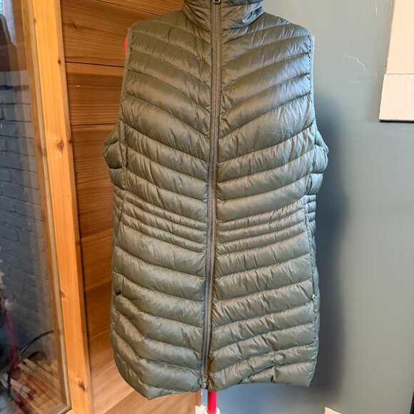 Lands' End Long Down Vest Sage Green XL - Picture 2 of 9